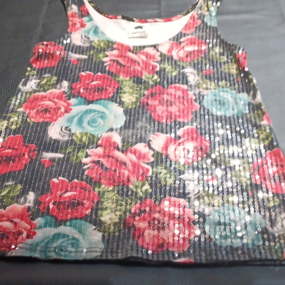 SUBTITLED sequined rose tank
